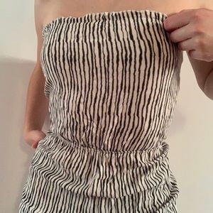 strapless black and white striped romper from H&M, brand Divided